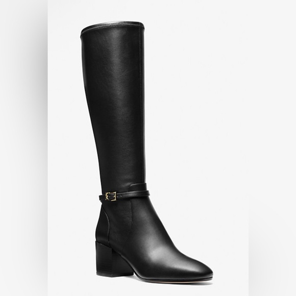 Michael Kors Black Leather Knee-High Boots - Picture 1 of 16
